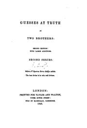Cover of: Guesses at truth, by two brothers [A.W. and J.C. Hare. Publ. in two series, representing an ... by Augustus William Hare , Julius Charles Hare