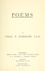 Cover of: Poems. by Charles F. Forshaw, Charles F. Forshaw