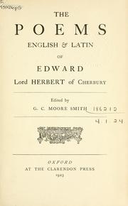 Cover of: Poems, English and Latin. by Herbert of Cherbury, Edward Herbert Baron