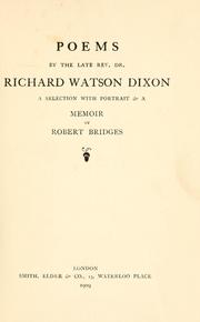 Cover of: Poems by Richard Watson Dixon