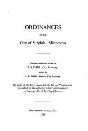 Cover of: Ordinances of the City of Virginia: Published by the City Council of the ... by etc Laws, Virginia Laws, etc, Virginia