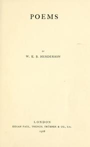 Cover of: Poems. by Walter Edward Bonhôte Henderson