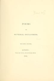 Cover of: Poems on several occasions.