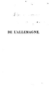 Cover of: De l'Allemagne by Staël (Anne-Louise -Germaine), Staël (Anne-Louise -Germaine)