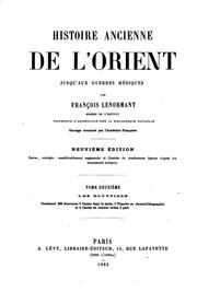 Cover of: Histoire ancienne de l'Orient jusqu'aux guerres médiques by Ernest Babelon , Francois Lenormant
