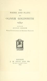 Cover of: The poems and plays of Oliver Goldsmith