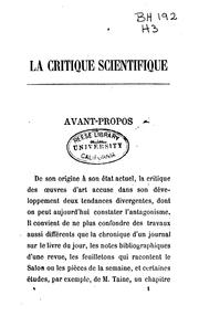 Cover of: La critique scientifique by Hennequin, Emile