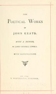 Cover of: The poetical works of John Keats. by John Keats