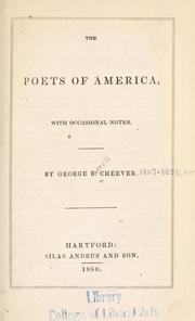 Cover of: The poets of America: with occasional notes ..