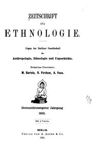 Cover of: Zeitschrift für Ethnologie by Berliner Gesellschaft für Anthropologie , Ethnologie und Urgeschichte