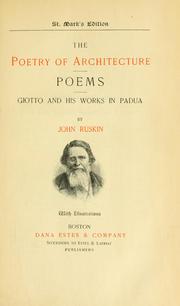Cover of: The poetry of architecture by John Ruskin