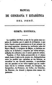 Cover of: Manual de geografía y estadística del Perú by Baldomero Menéndez