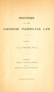 Cover of: Pointers on the Japanese income-tax law.