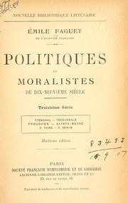 Cover of: Politiques et moralistes du dixneuvième siècle.