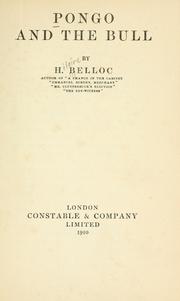 Cover of: Pongo and the bull / by H. Belloc