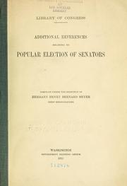 Cover of: Additional references relating to popular election of senators