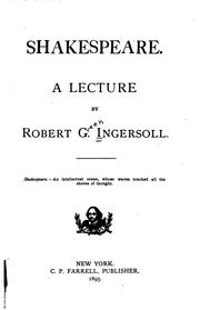 Cover of: Shakespeare: A Lecture