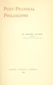 Cover of: Post-prandial philosophy ...