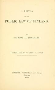 Cover of: A precis of the public law of Finland