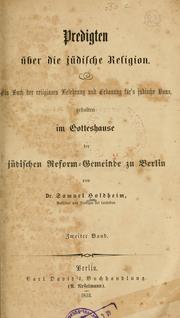 Predigten über die jüdische Religion by Samuel Holdheim