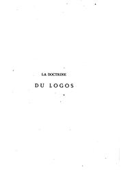 Cover of: La doctrine du logos chez Philon D'Alexandrie