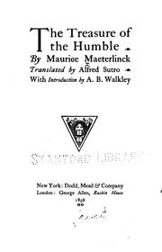 Cover of: The Treasure of the Humble by Maurice Maeterlinck, Alfred Sutro