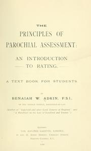 Cover of: The principles of parochial assessment by Benaiah W. Adkin