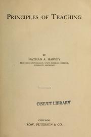 Cover of: Principles of teaching | Harvey, Nathan A.