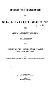 Cover of: Quellen und Forschungen zur sprach- und Kulturgeschichte der germanischen Völker