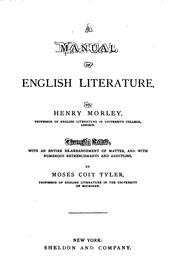 Cover of: A Manual of English Literature by Henry Morley