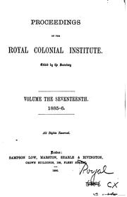 Cover of: Proceedings of the Royal Colonial Institute