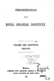 Cover of: Proceedings of the Royal Colonial Institute