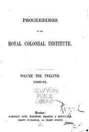 Cover of: Proceedings of the Royal Colonial Institute