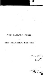 Cover of: The Barber's Chair: And The Hedgehog Letters by Douglas William Jerrold, Jerrold, Blanchard