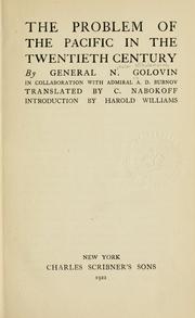 Cover of: problem of the Pacific in the twentieth century