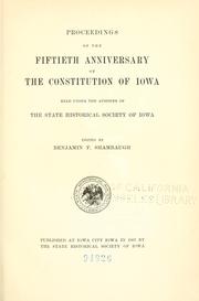 Cover of: Proceedings of the fiftieth anniversary of the constitution of Iowa