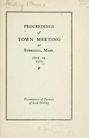 Cover of: Proceedings of town meeting at Sterling, Mass., July 14, 1919 by Sterling (Mass.)