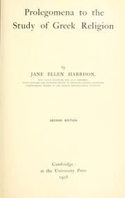 Cover of: Prolegomena to the study of Greek religion. by Jane Ellen Harrison
