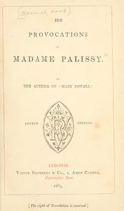 Cover of: The provocations of Madame Palisay. by Anne Manning