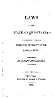 Cover of: Laws of the State of New Jersey