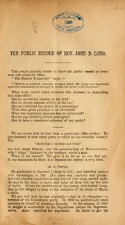 The public record of Hon, John D. Long