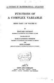 Cover of: A Course in Mathematical Analysis by Edouard Goursat , Earle Raymond Hedrick , Otto Dunkel, Edouard Goursat , Earle Raymond Hedrick , Otto Dunkel