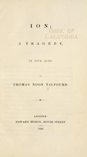 Cover of: Ion by Thomas Noon Talfourd