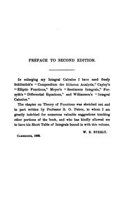 Cover of: Elements of the Integral Calculus: With a Key to the Solution of Dfferential Equatons, and A ... by William Elwood Byerly , Benjamin Osgood Peirce