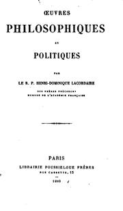 Cover of: Oeuvres philosophiques et politiques par ... by Henri-Dominique Lacordaire