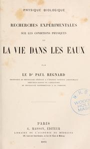 Recherches expérimentales sur les conditions physiques de la vie dans les eaux