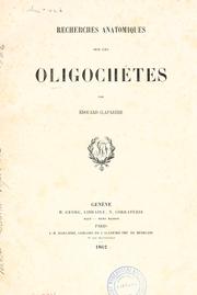 Cover of: Recherches anatomiques sur les oligochètes