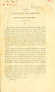 Cover of: Recherches sur l'anatomie des Limules
