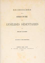 Cover of: Recherches sur la structure des annélides sédentaires