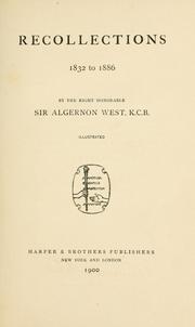 Cover of: Recollections, 1832 to 1886